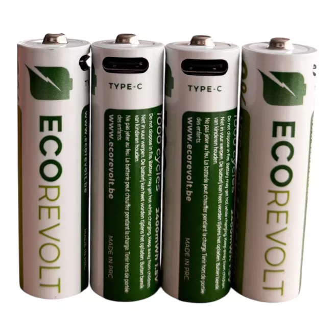 EcoRevolt AAA 4x – Piles rechargeables USB-C 650 mAh 1,5 V