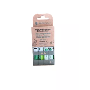EcoRevolt AAA 4x – Piles rechargeables USB-C 650 mAh 1,5 V EcoRevolt AAA 4x – Piles rechargeables USB-C 650 mAh 1,5 V
