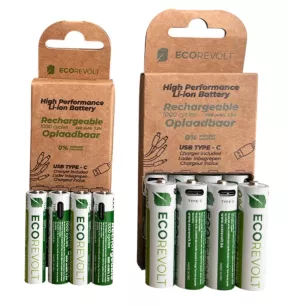 EcoRevolt AAA 4x – Piles rechargeables USB-C 650 mAh 1,5 V
