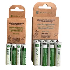 EcoRevolt AAA 4x – Piles rechargeables USB-C 650 mAh 1,5 V