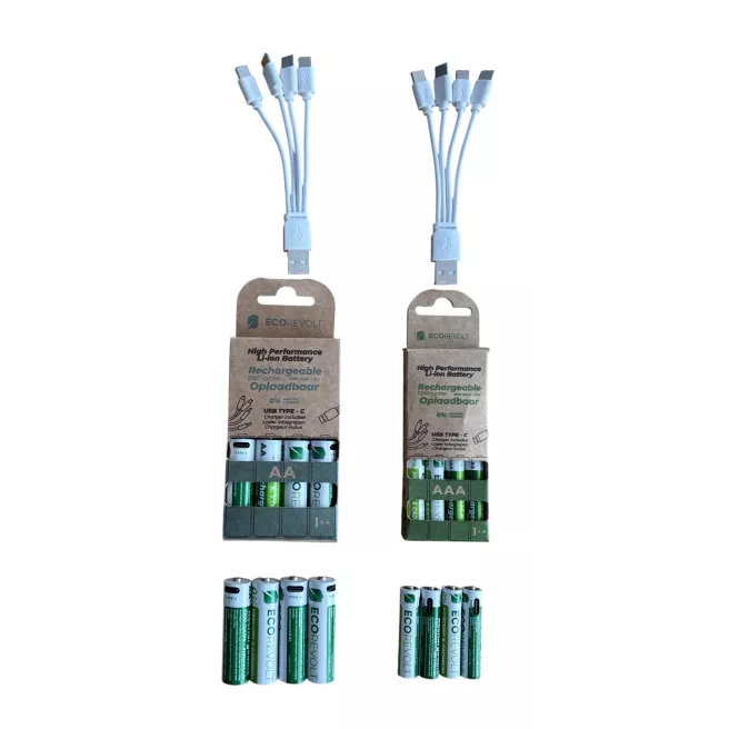 EcoRevolt AAA 4x – Piles rechargeables USB-C 650 mAh 1,5 V