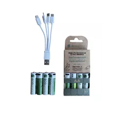 EcoRevolt AA 4x – USB-C oplaadbare batterijen 2200 mWh 1,5 V