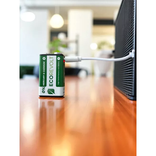Pile 9V rechargeable USB-C EcoREVOLT  650 mAh  1000 cycles écologique et durable
