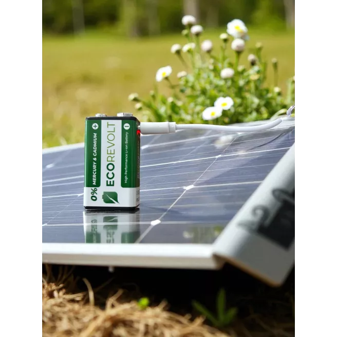 Pile 9V rechargeable USB-C EcoREVOLT  650 mAh  1000 cycles écologique et durable